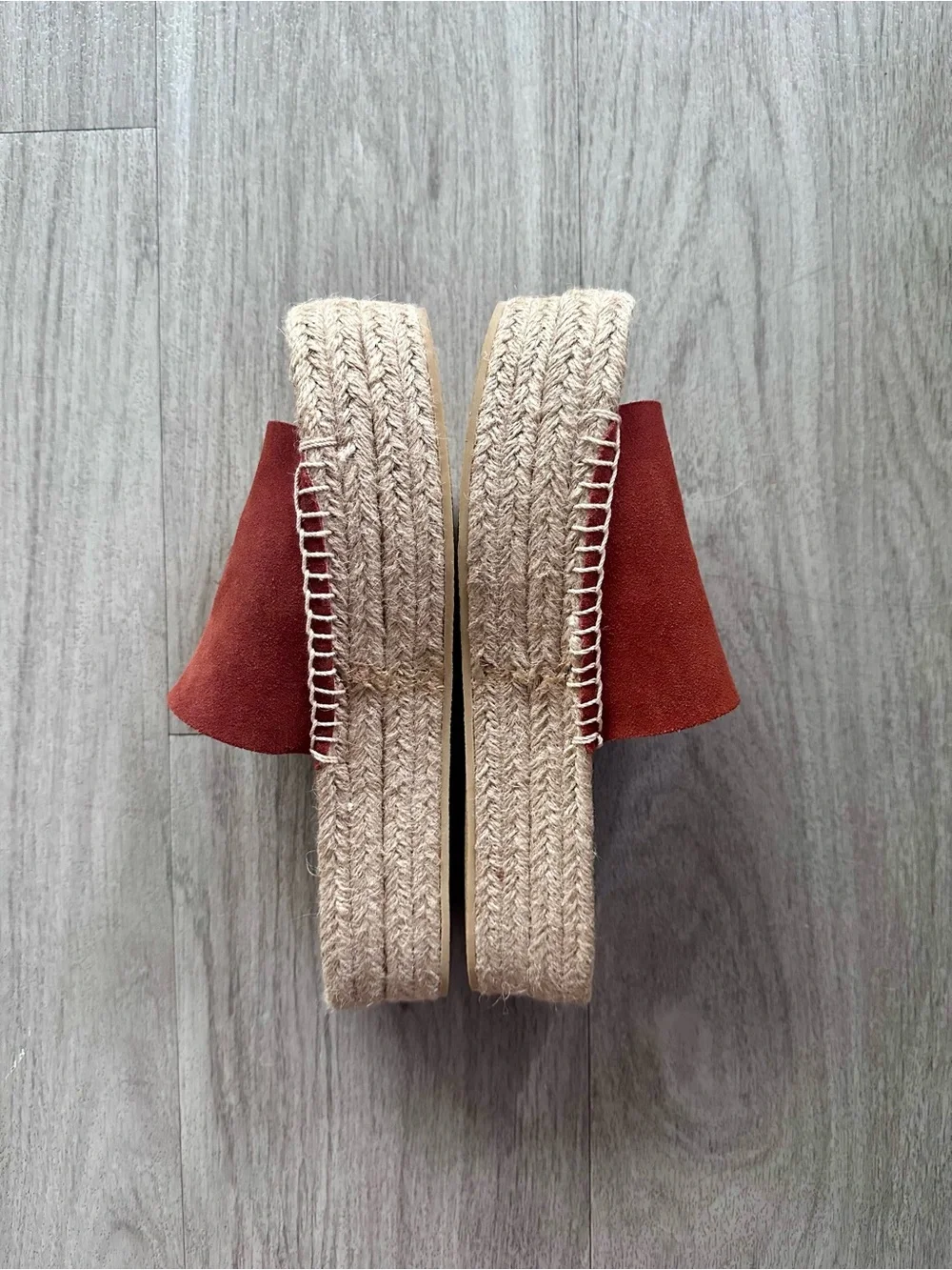Zara | rust suede espadrille slide flatform sandal - Picture 4 of 11